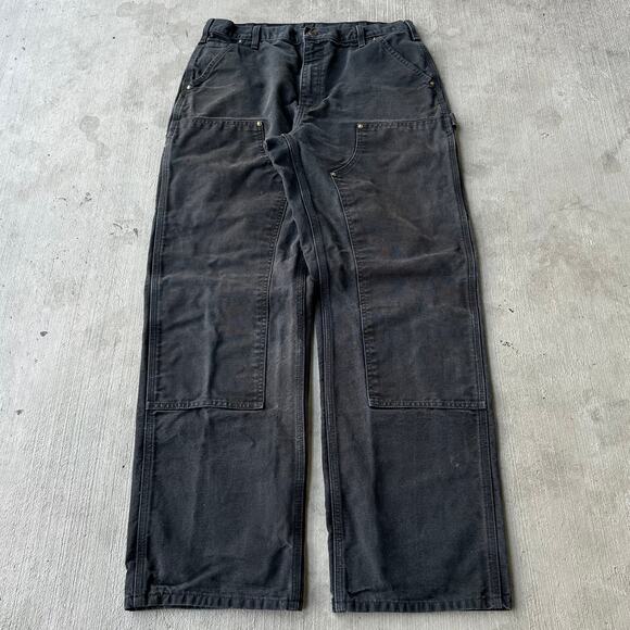Vintage Y2K Carhartt black double knee work wear carpenter pants - Picture 1 of 8